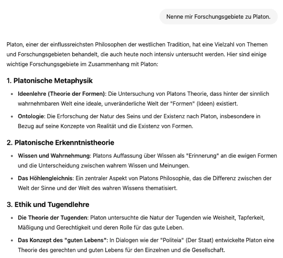 ChatGPT-Forschungsergebnisse Screenshot