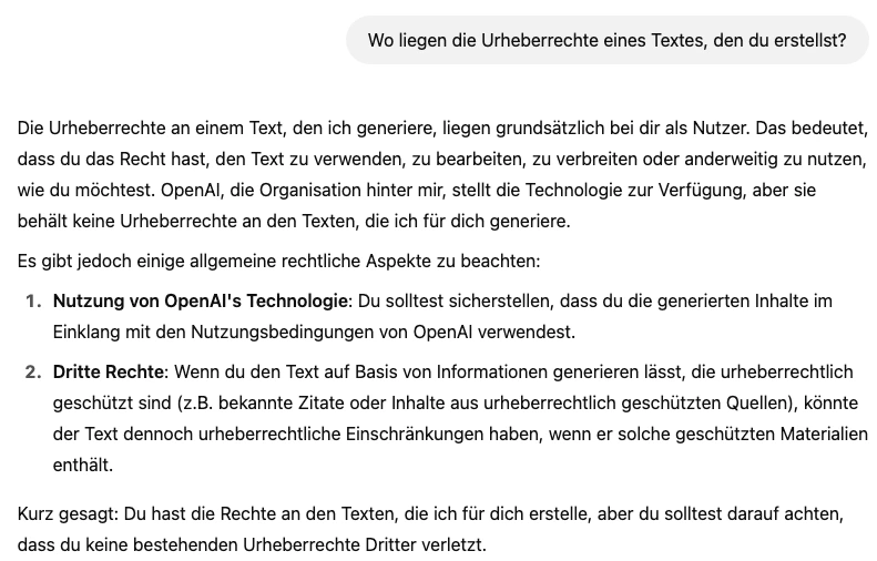 ChatGPT-Urheberrecht Screenshot