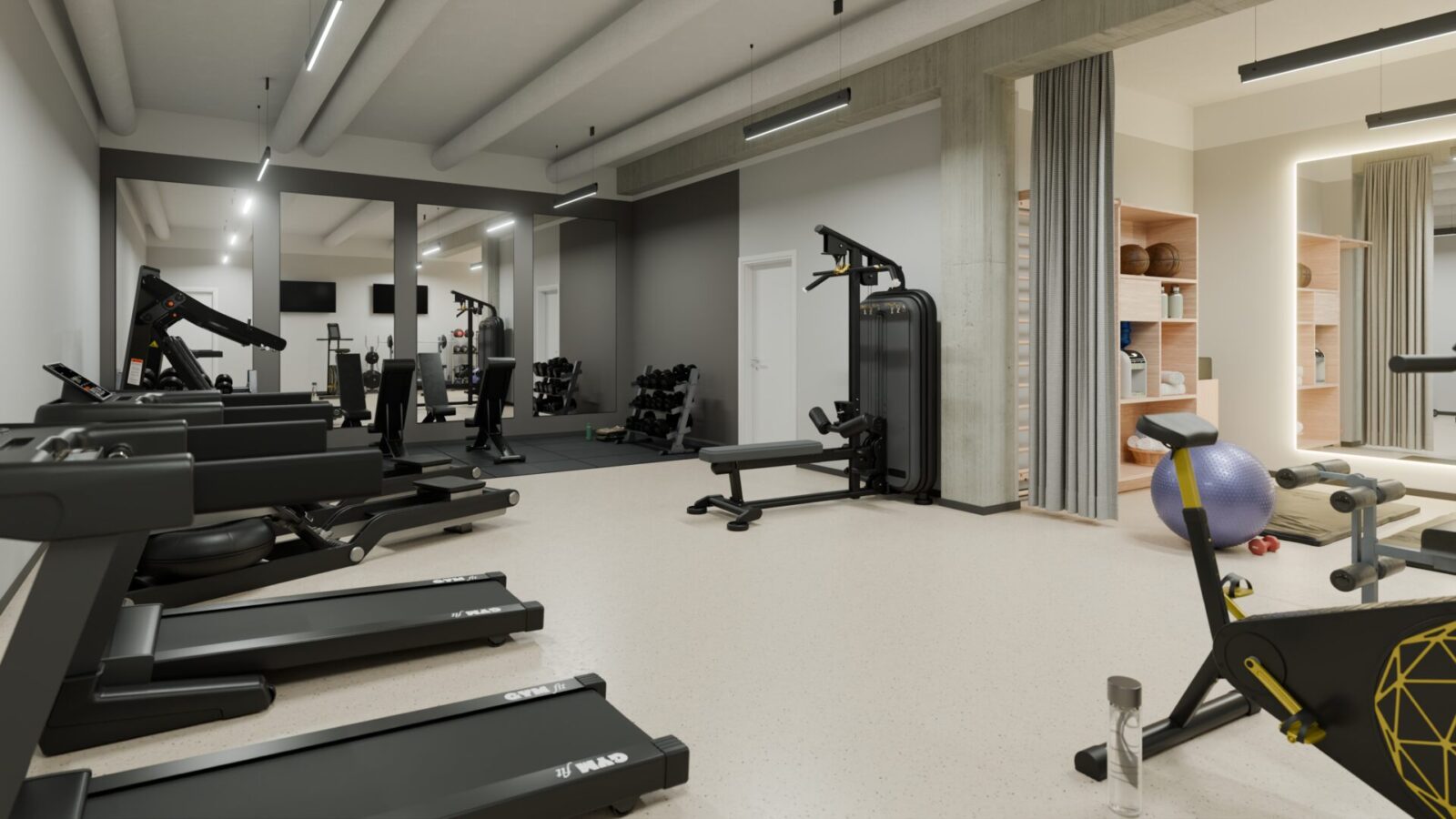 Fitnessraum im Staytoo München Süd mit Cardio- und Kraftgeräten